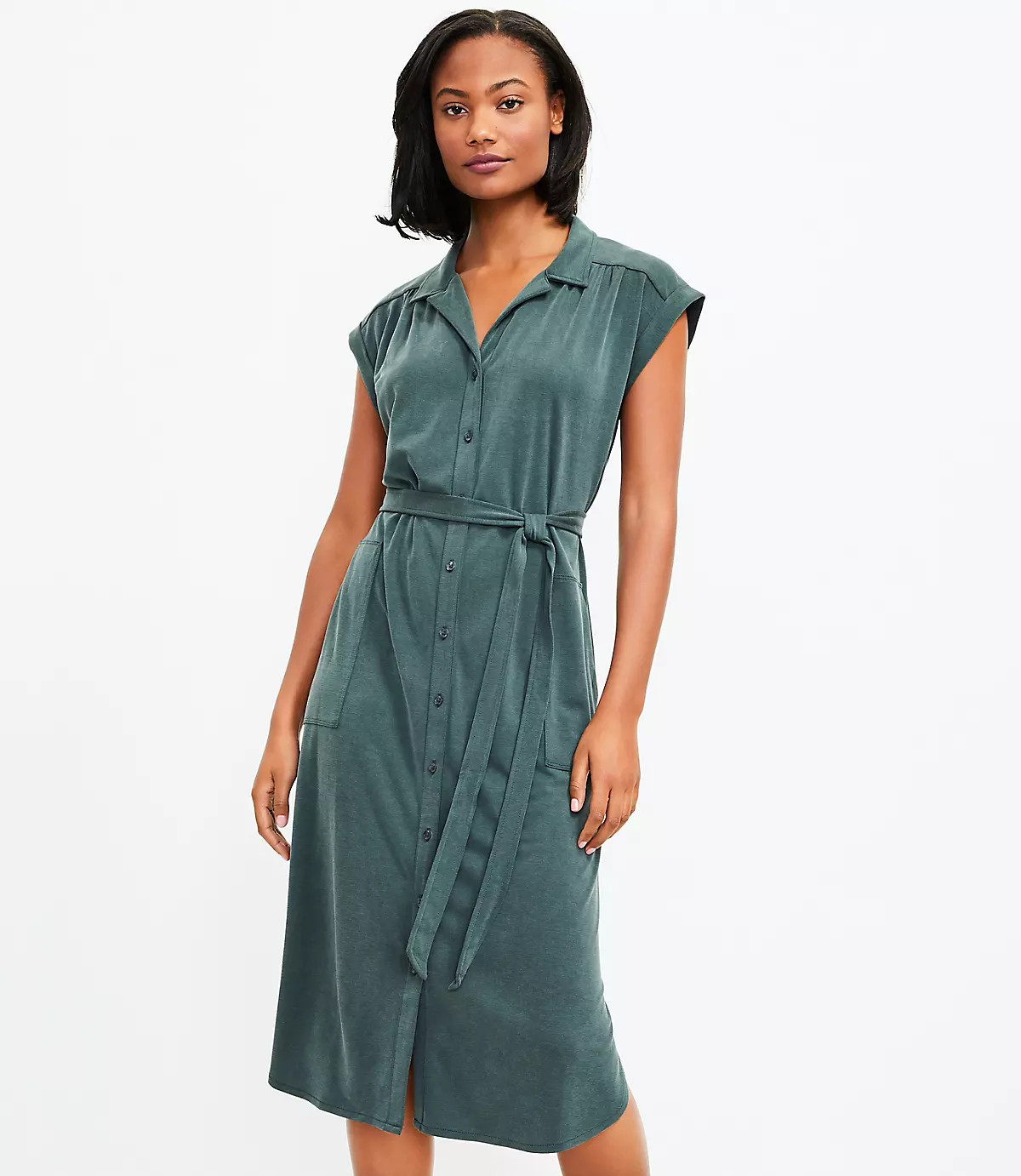 Lou & Grey Sandwashed Midi Shirtdress | LOFT | LOFT