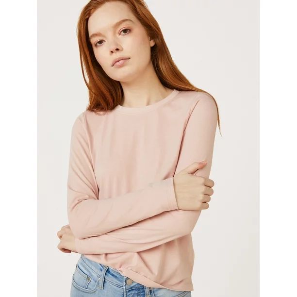 Free Assembly Women’s Crewneck T-Shirt with Long Sleeves | Walmart (US)