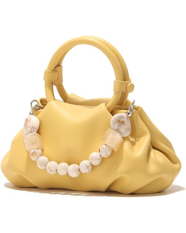 Cloud Clutch Purses for Women Soft Leather Dumpling Bag Beaded Slouchy Pouch Bag Small Handbag Cr... | Amazon (US)