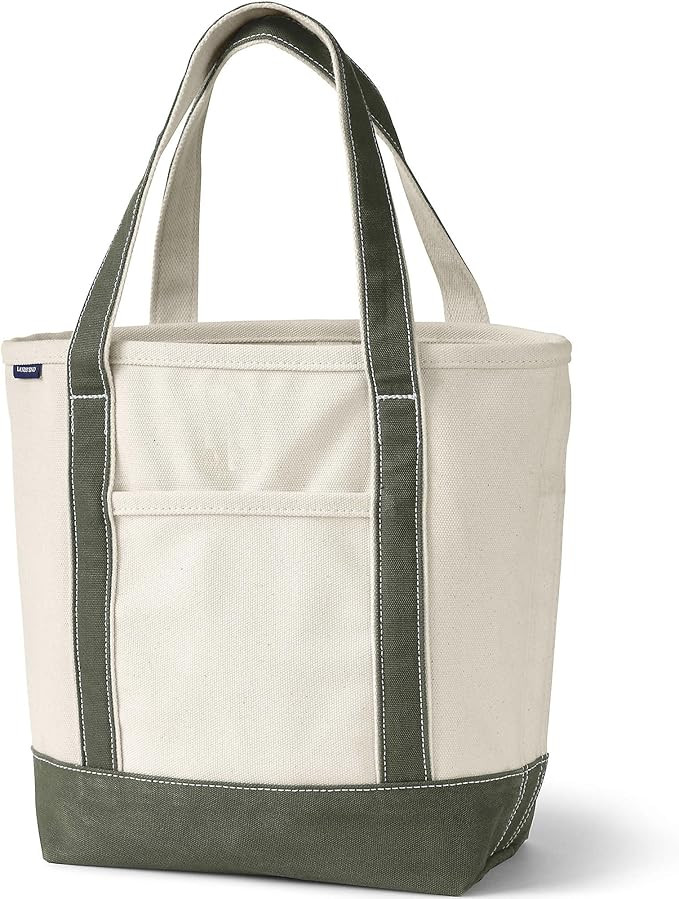 Lands' End Canvas Tote Bag, Open Top, Snap Closure Pocket, Key Ring, Reinforced Handles and Base,... | Amazon (US)