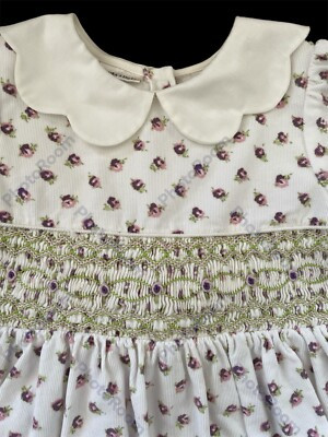 Laura Ashley EUC Ivory/Lavender Smocked Embroidered Cotton Corduroy Dress-4T  | eBay | eBay US