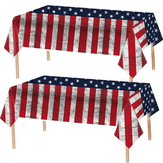 Tumao 2 Pack Patriotic Tablecloths 4th of July Decorations, Disposable Plastic Tablecloths 54"x10... | Walmart (US)