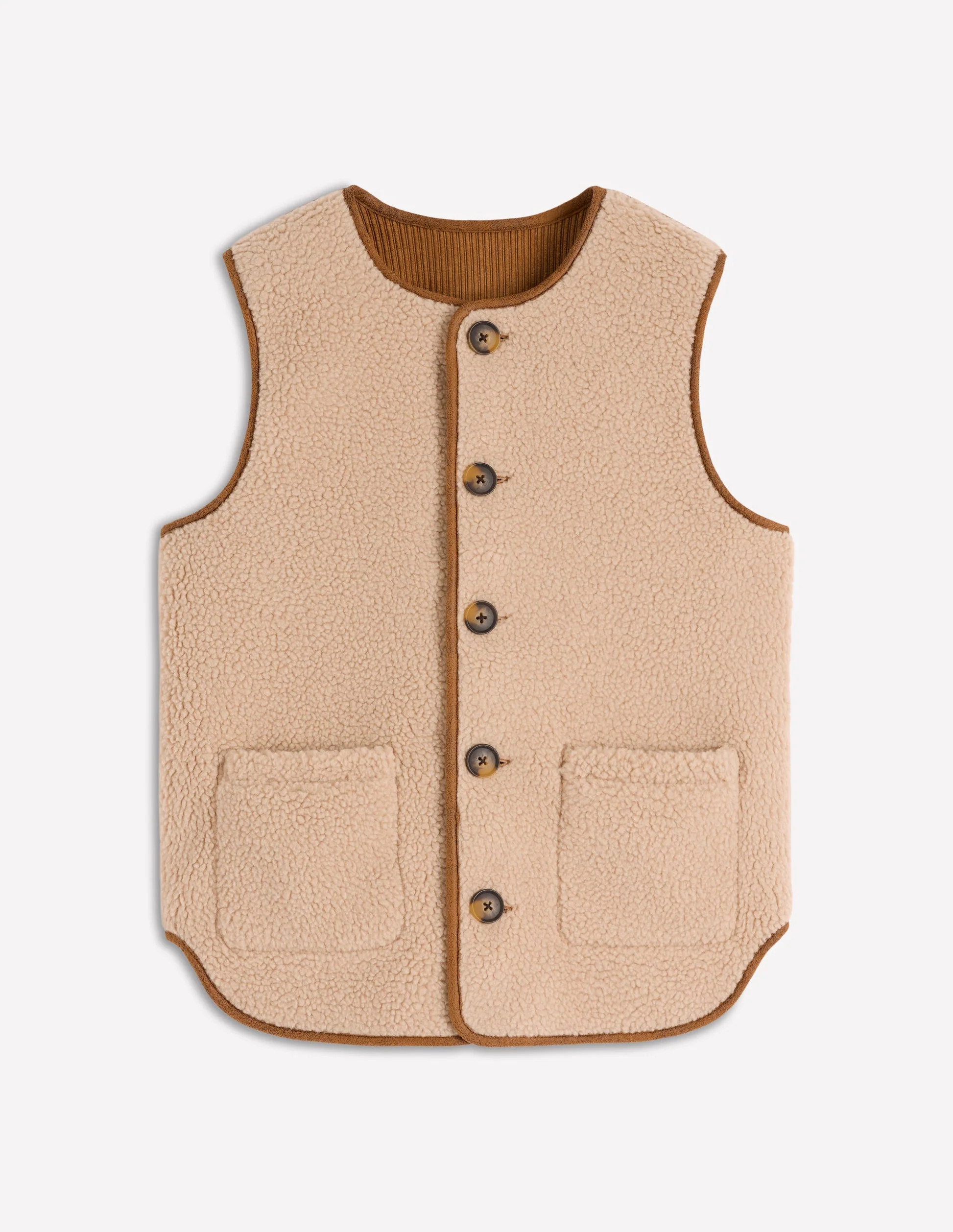 Clerkenwell Reversible Gilet-Hazelnut Brown, Natural | Boden (US)
