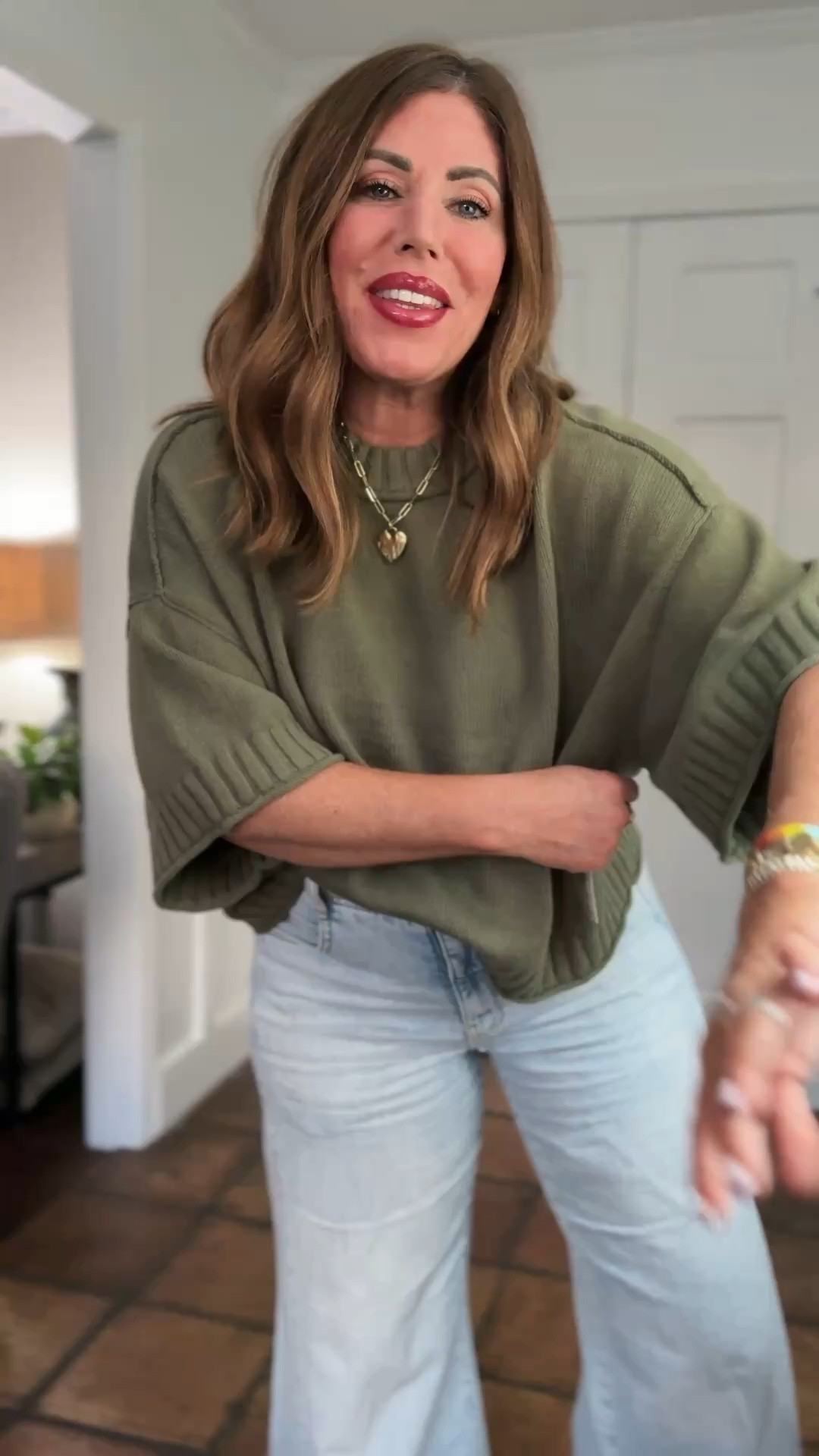 For a limited time, you can save 20% off at Anthropologie with code loverly20

I’ve had this sweater for a few months. I love the fit perfect to wear pretty much year-round. It’s 100% cotton. It comes in several colors. I am wearing a medium.

These jeans are the comfiest jeans they almost feel like sweatpants. I love the frayed wide leg. I love the light wash. They come in length options. They’re super soft and lightweight. I am wearing a 29 
sandals are old, but I will link a similar option 

this bag is a look for less from @onequince it’s amazing quality Italian leather.￼

#LTKootd #LTKOver40 #LTKSaleAlert
