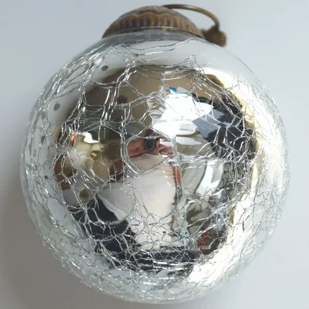 Set of 4 Silver Mercury Glass Ornaments (3.15 Inch Vintage Crackle Ball) - Perfect for Christmas Tree, Hanging Holiday Decoration, Gifts & Home Decor | Walmart (US)