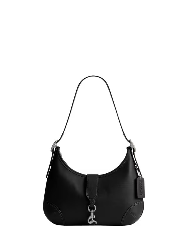 CoachHamptons Leather Hobo Bag, Black | John Lewis (UK)