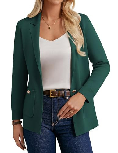 GRACE KARIN Women's Knit Sweater Blazers Long Sleeve Cardigan for Women Button Up Sweatshirt Jacket Dressy Casual Green L | Amazon (US)