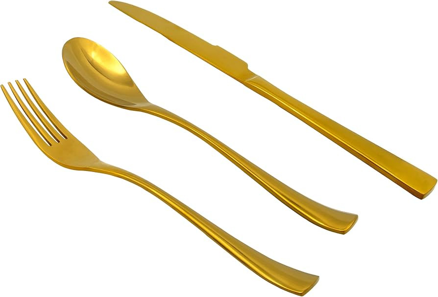 RISON Titanium Cutlery Set GR1 Titanium Steak Knife Salad Fork Tea Spoon Flatware 3PCS Mirror-fin... | Amazon (US)