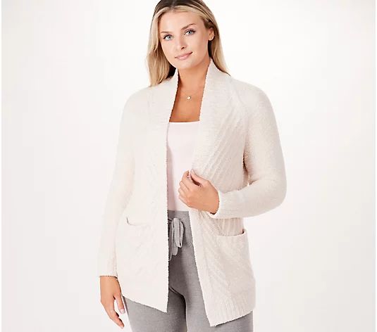 Barefoot Dreams CozyChic Directional Ribbed Cardigan | QVC