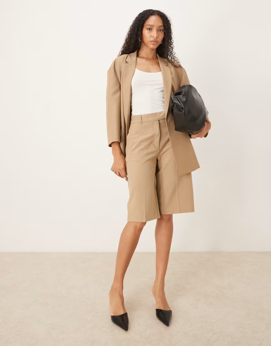 ASOS DESIGN tailored clean culottes in camel-Brown | ASOS (Global)