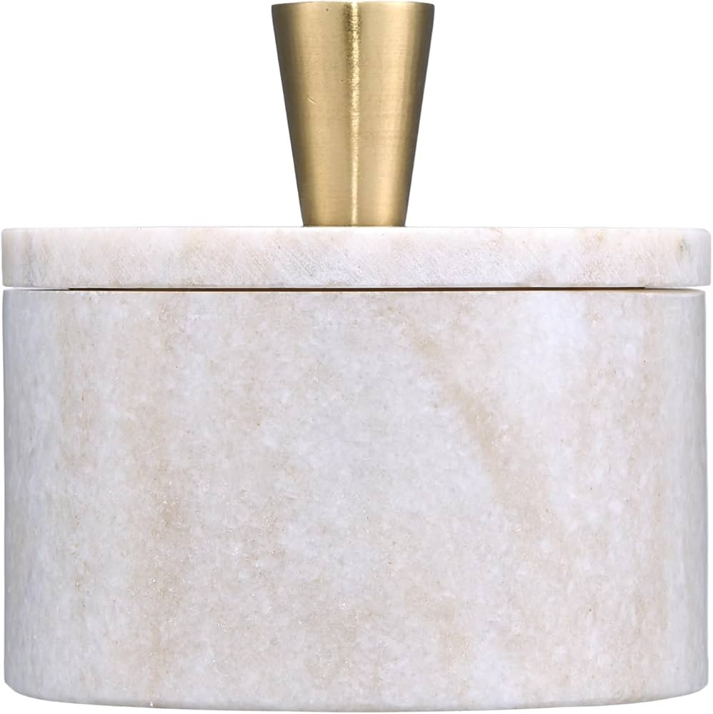 Queenza Brown Marble Salt Cellar with Lid and Premium Brass Knob | Amazon (US)
