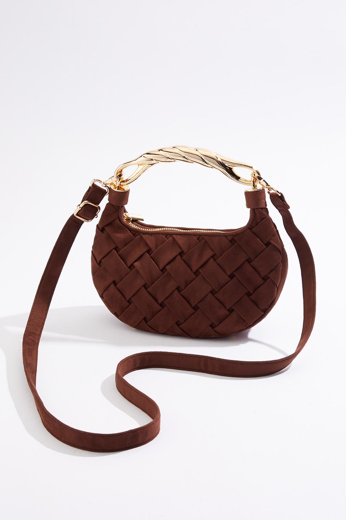 Metal Handle Faux Suede Crossbody | Cato Fashions