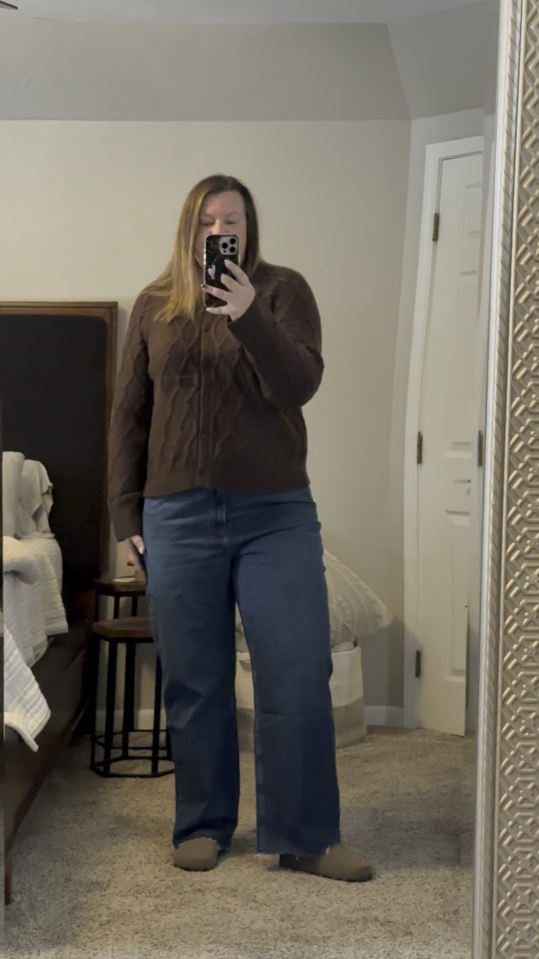 This cable knit sweater is the perfect chocolate brown. It comes in other colors as well. Wearing a size XXL. Not itchy  

#LTKGiftGuide #LTKMidsize #LTKOver40