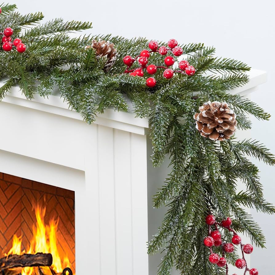 6.5FT Christmas Garland with Lights,Prelit Christmas Decorations,Lighted Garland with Battery Ope... | Amazon (US)