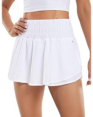 CRZ YOGA Athletic Shorts for Women High Waisted Flowy Ruffle Skirt Overlay Workout Running Tennis... | Amazon (US)