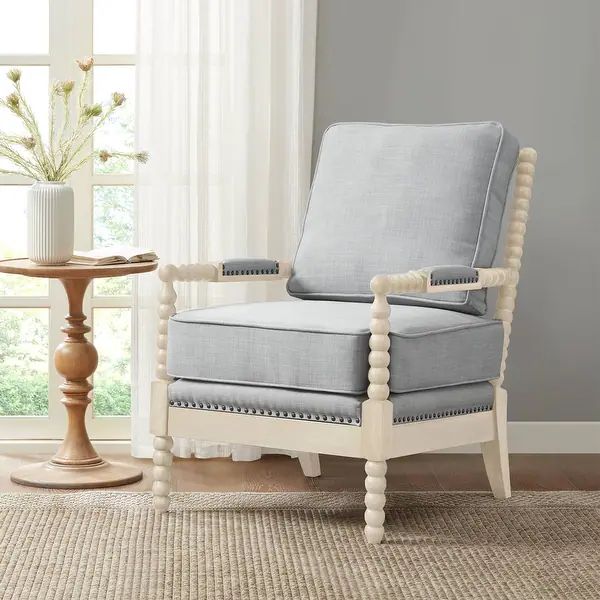 Madison Park Sunnee Accent Chair - 25.5"W x 32"D x 35.75"H - Light Blue/Antique Cream | Bed Bath & Beyond
