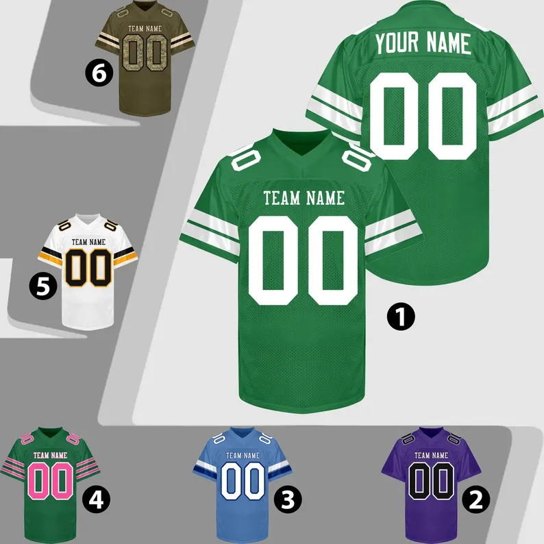 Personalized Green Football Jersey Printed Name Number Logo Custom Green White Football Shirt Men... | Etsy (Global)