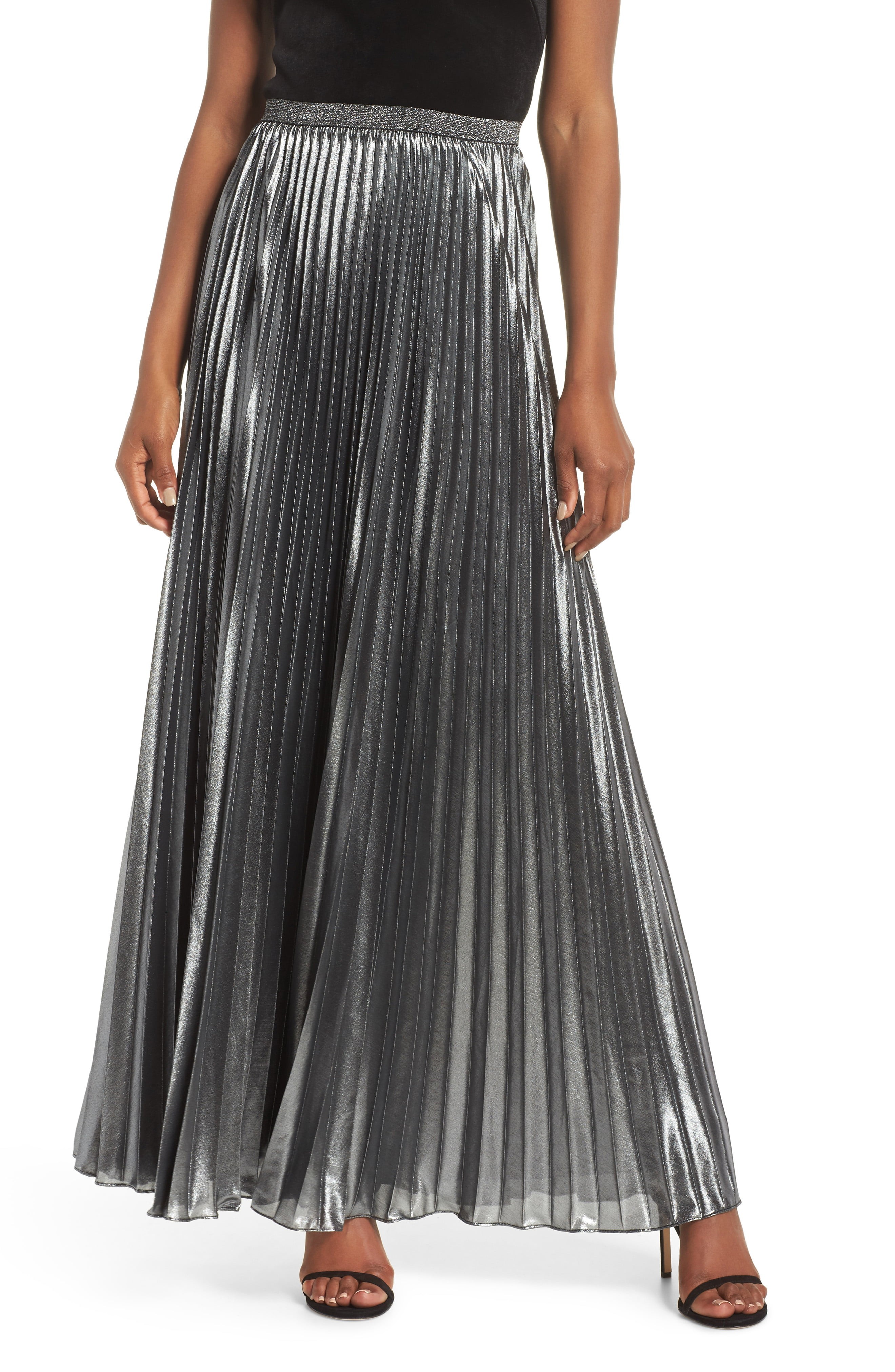 Eliza J Pleated Lamé Maxi Skirt | Nordstrom