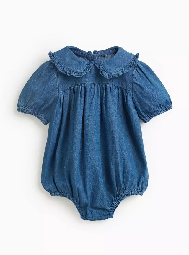 Denim Frill Collar All-in-One Up to 3 mths | Tu Clothing