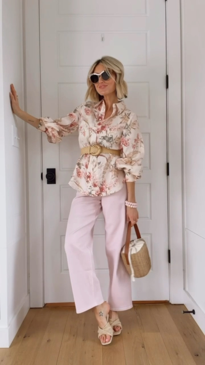 How fun is this floral blouse with these pink jeans?! I added some rattan accessories - this would be cute to wear to a spring beach trip with the girls! Wearing XS/4!

Loverly Grey, Target, pink jeans, girls trip, vacation looks, floral blouse 

#LTKSeasonal