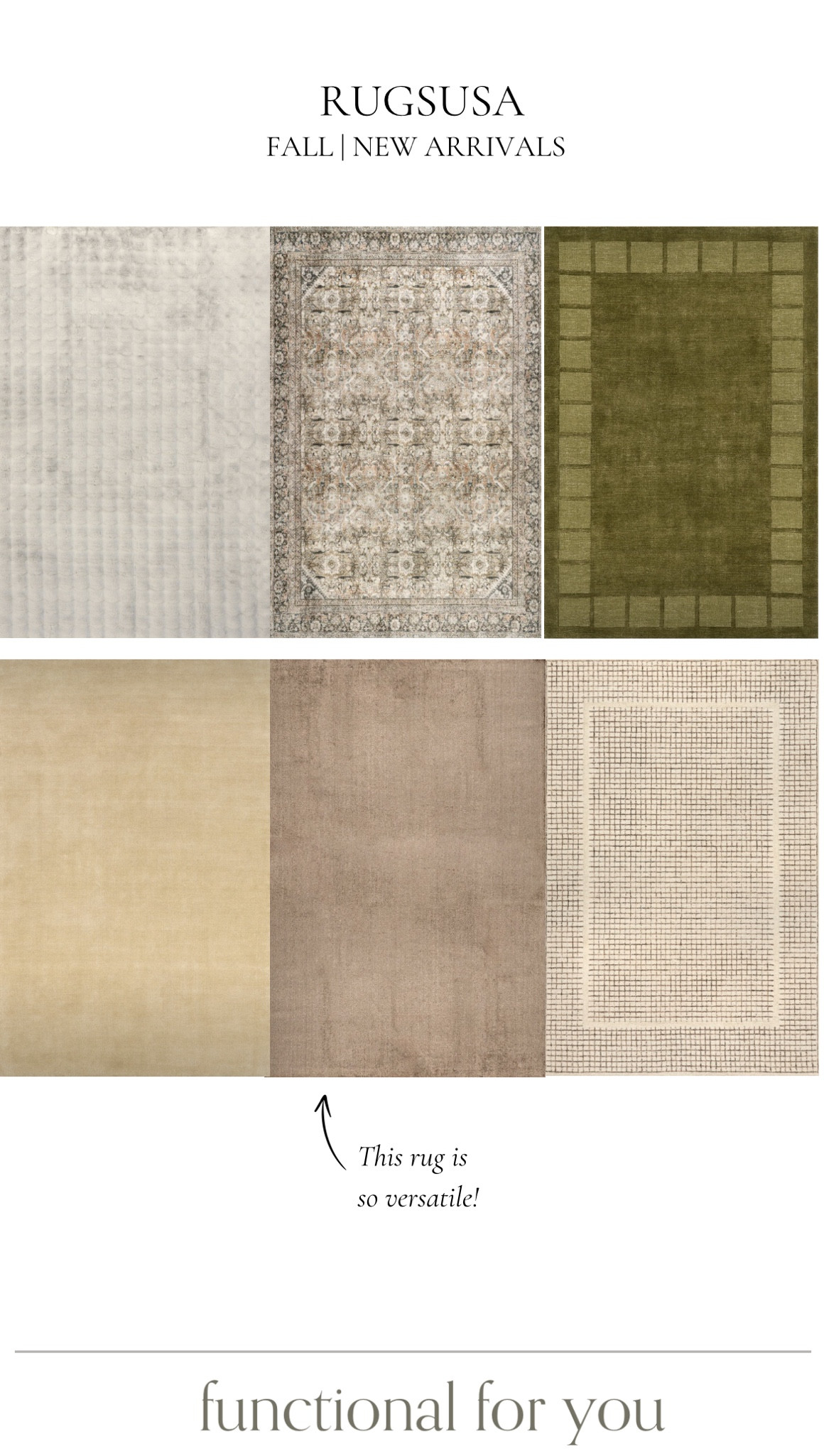 RugsUSA new fall rugs! My top picks!




Area rugs, living room rugs, bedroom rugs, kitchen rugs, guest room rugs, office rugs, dining room rugs, RugsUSA , home decor 

#LTKHome #LTKStyleTip