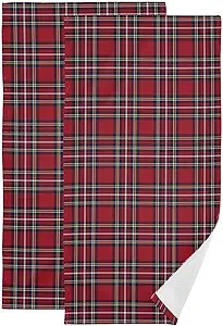 2 Pcs Red Black Christmas Plaid Hand Towels for Bathroom,Soft Absorbent White Yellow Scottish Tar... | Amazon (US)
