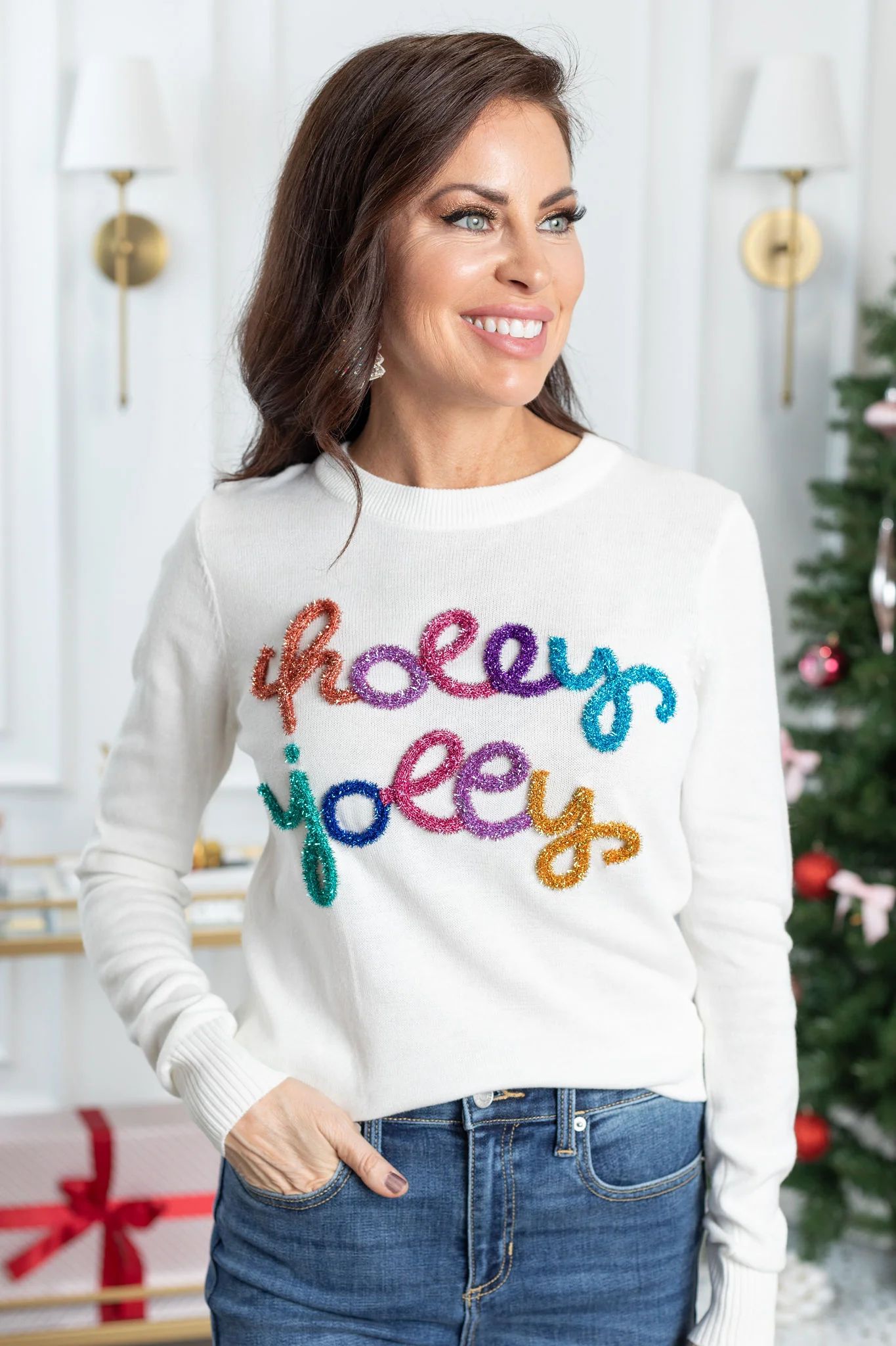 Holly Jolly Sweater- White | Avara
