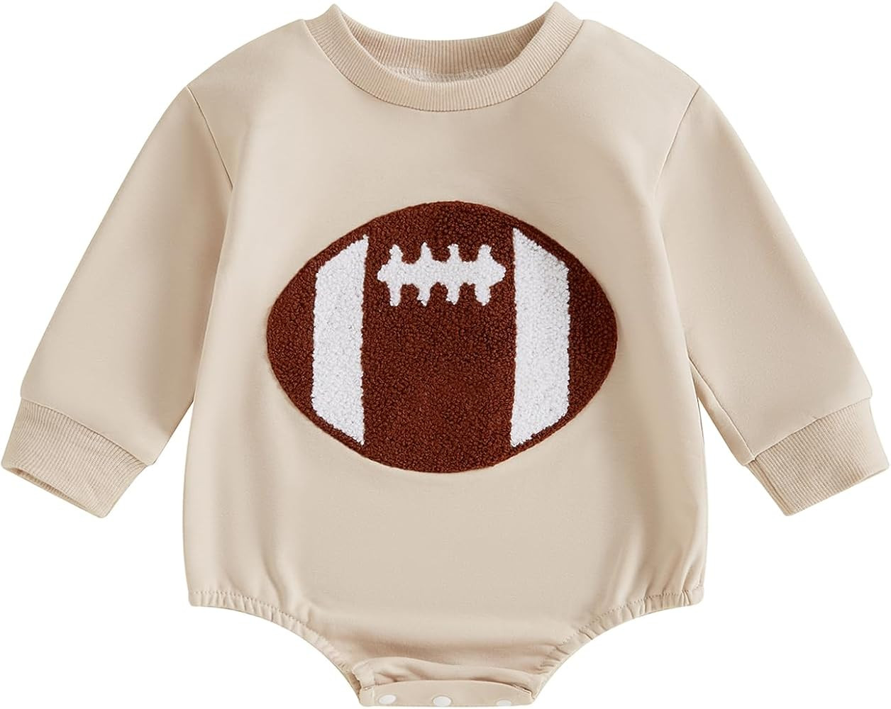 Newborn Football Outfit Baby Boy Girl Embroidery Bubble Romper Long Sleeve Jumpsuit Cute Infant F... | Amazon (US)