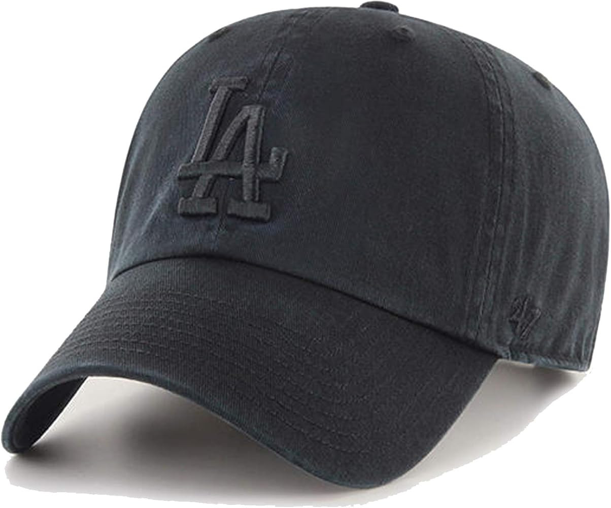 47 Brand Los Angeles LA Dodgers Clean Up Hat Cap Adjustable (All Black) | Amazon (US)