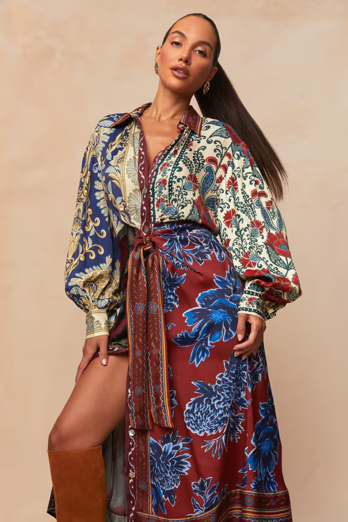 NAVY WINTER MIX MIDI DRESS | FashionPass