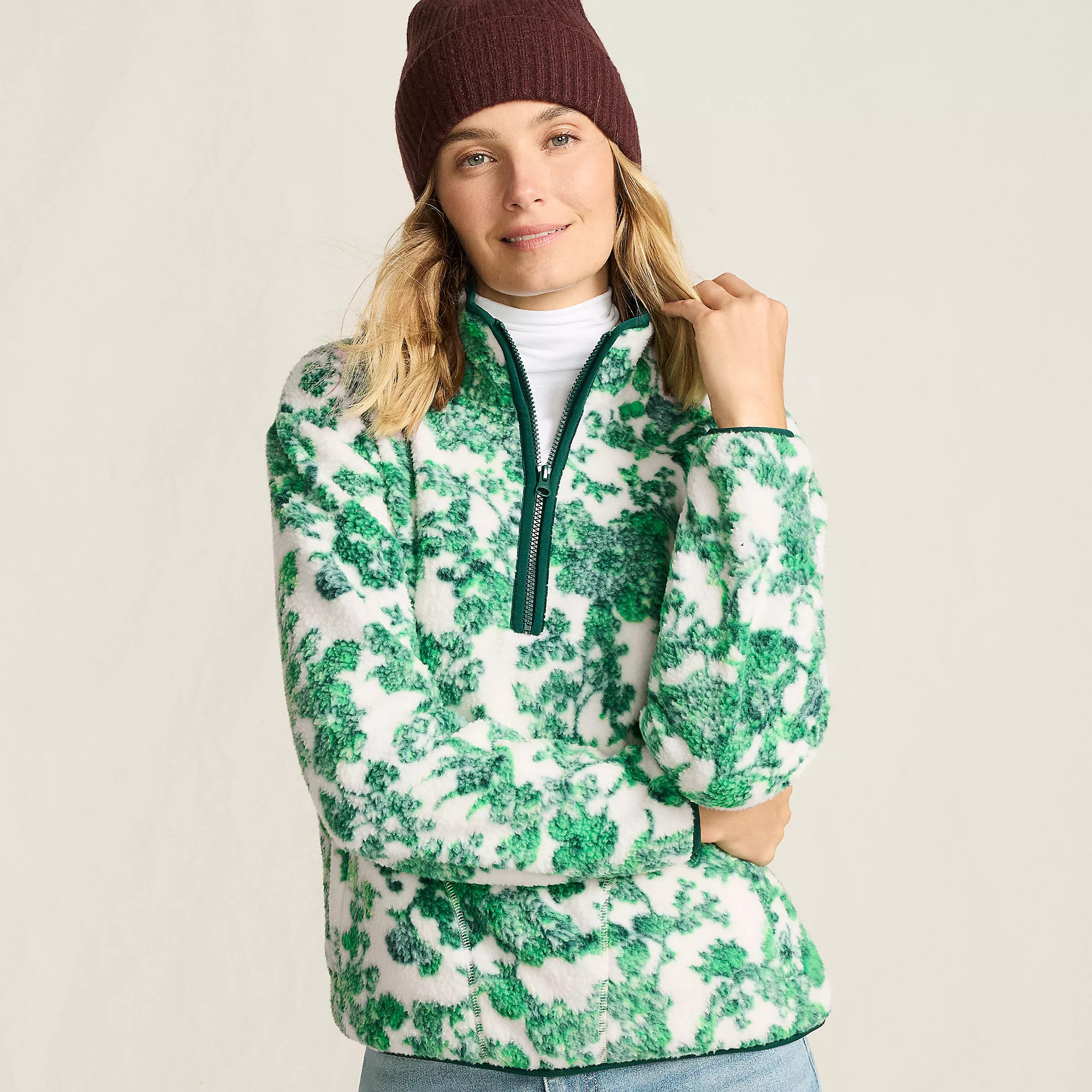 Women's Print Half Zip Cozy Sherpa Fleece Pullover | Lands' End (US)