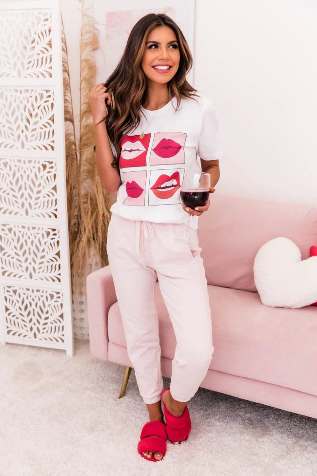 Pop Lips White Graphic Tee | The Pink Lily Boutique