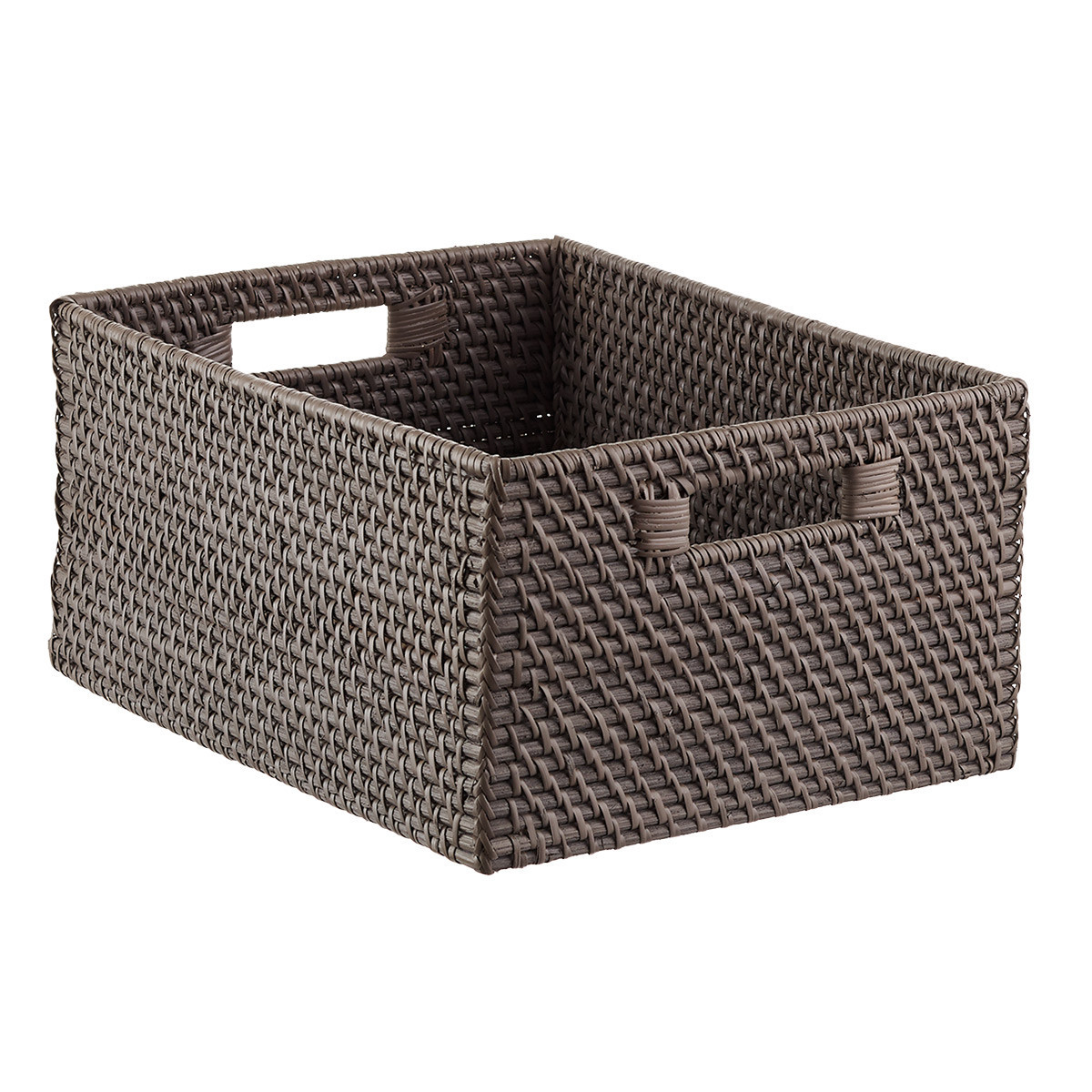 Large Rattan Bin w/ Handles Grey | The Container Store