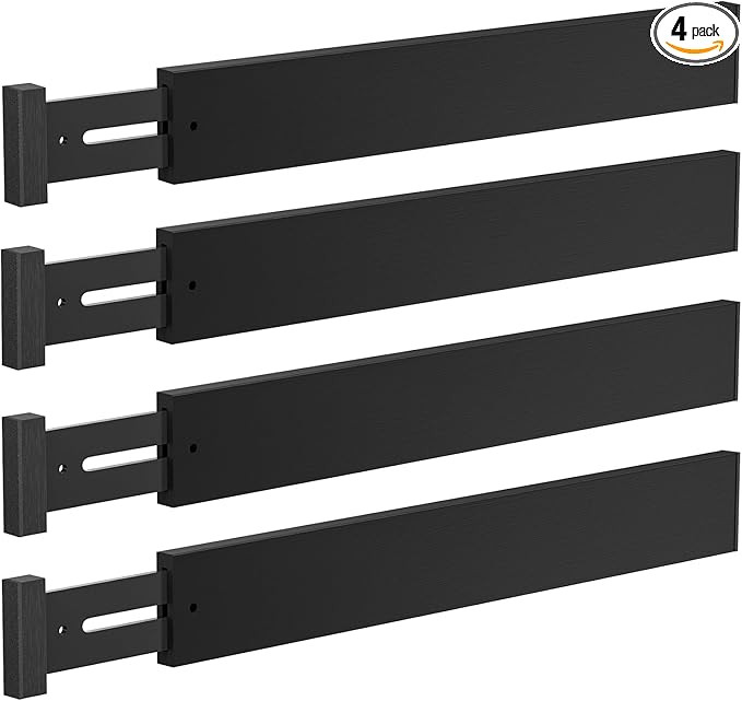 4 PCS Drawer Divider, 17"-22" Adjustable Bamboo Drawer Dividers Organizers, Expandable Separators... | Amazon (US)