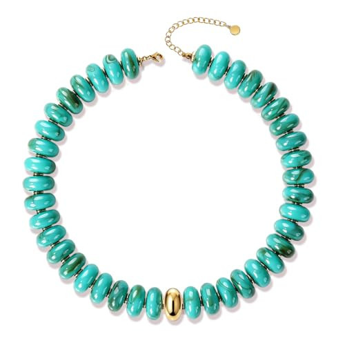 EJU Chunky Beaded Necklace for Women Trendy Colorful Resin Statement Choker Necklace Boho Handmade Multicolor Necklace Y2K Summer Beach Vacation Jewelry Gift for Women (turquoise 04) | Amazon (US)