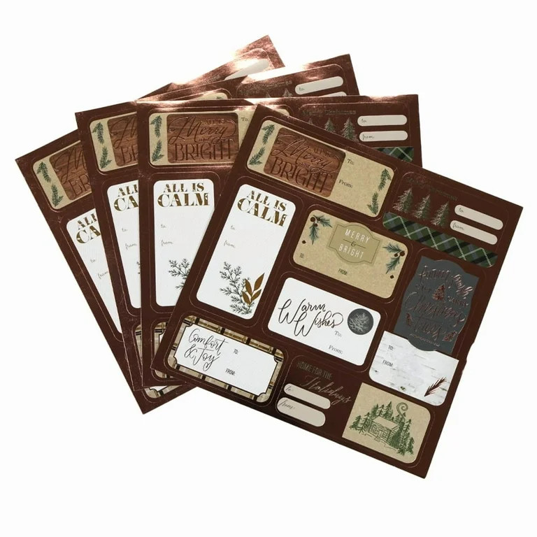 Cabin Chic Christmas Peel and Stick Gift Tags, Brown, 192 Count, by Holiday Time | Walmart (US)