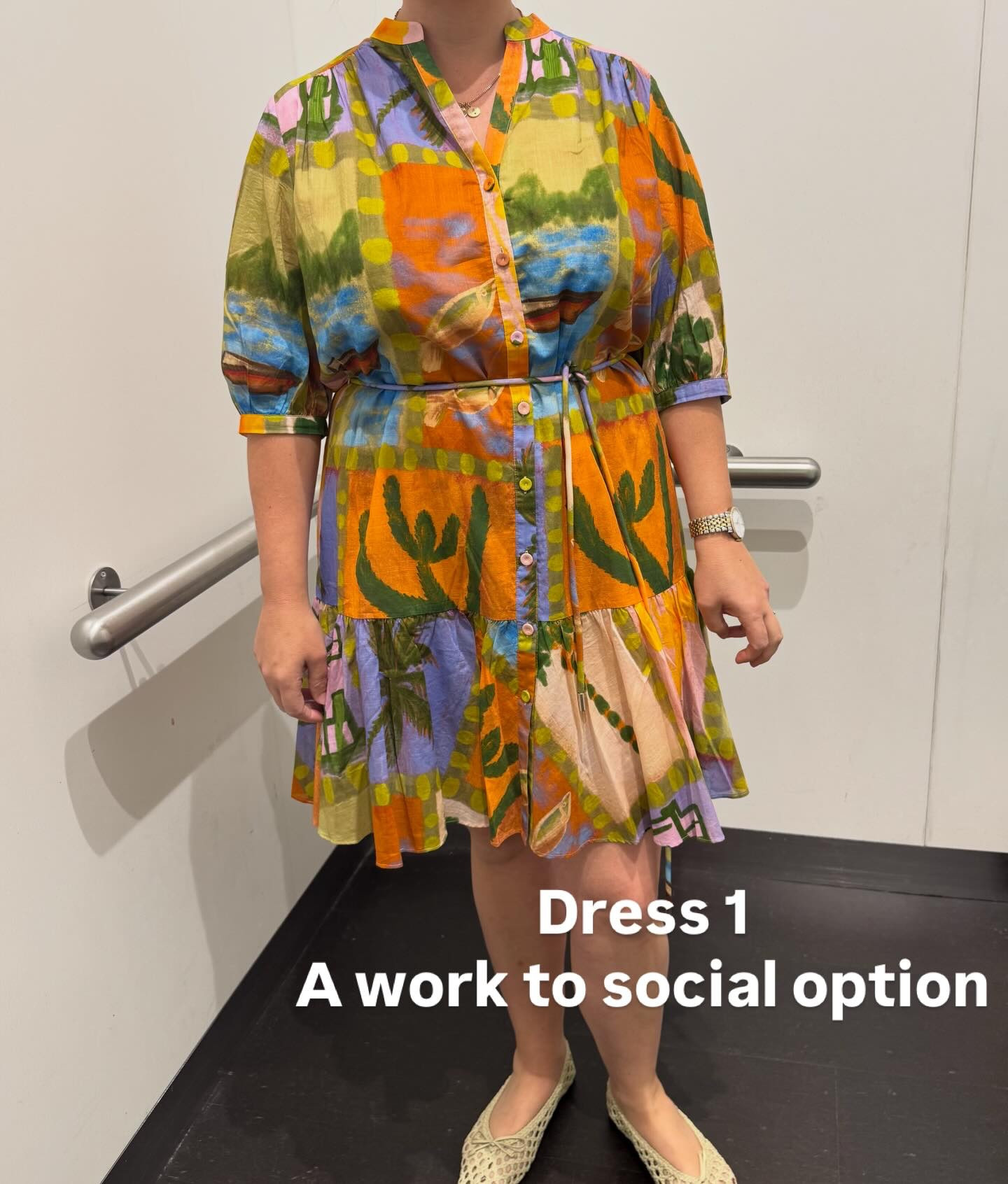 I know you see a bunch of pretty dresses but this doesn’t happen by accident. I’ve previously chatted to this client about styles of dresses she wanted and how she wanted to wear them. She also had her non negotiables about wanting pockets, wanting work friendly styles as well as ones with a sleeve. Her challenge and the reason she reached out to shop with me was to find styles that suited her body shape. She has narrow shoulders in relation to her hips and is very short waisted so went for styles that offered waist definition lower than her actual waist with a little volume around the upper body but not too much as we had a large bust to work with.

Purchasing x5 dresses is no mean feat.
We intentionally picked up 2 mini, 2 midi and 1 special occasion.