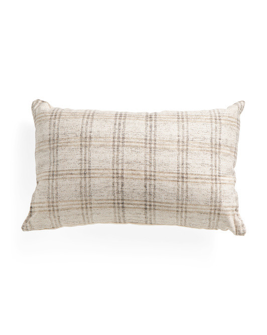 16x26 Neutral Plaid Pillow | TJ Maxx