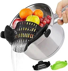 Snap Strainer, Silicone Food Strainers Clip on Pot Silicone Spaghetti Colanders,Heat Resistant Cl... | Amazon (US)
