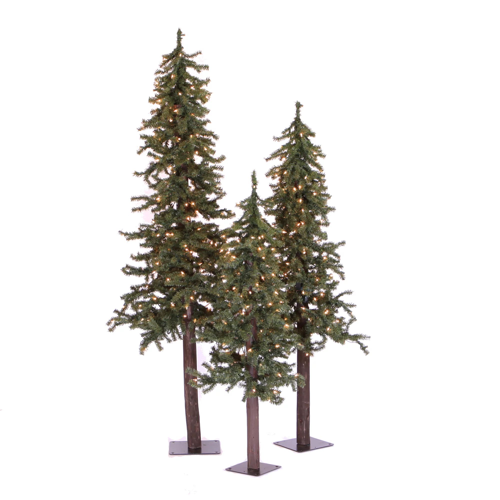 Vickerman Artificial Christmas Tree 4', 5', 6' Natural Triple Alpine Set of 3, 500 Clear Lights | Walmart (US)