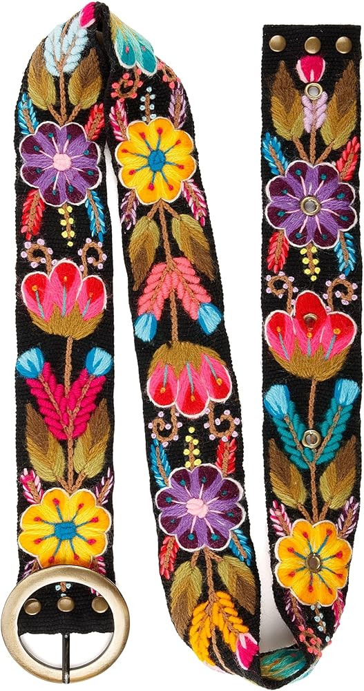 Embroidered Flower Belt for Women - Mexican Style Floral Belt | Amazon (US)