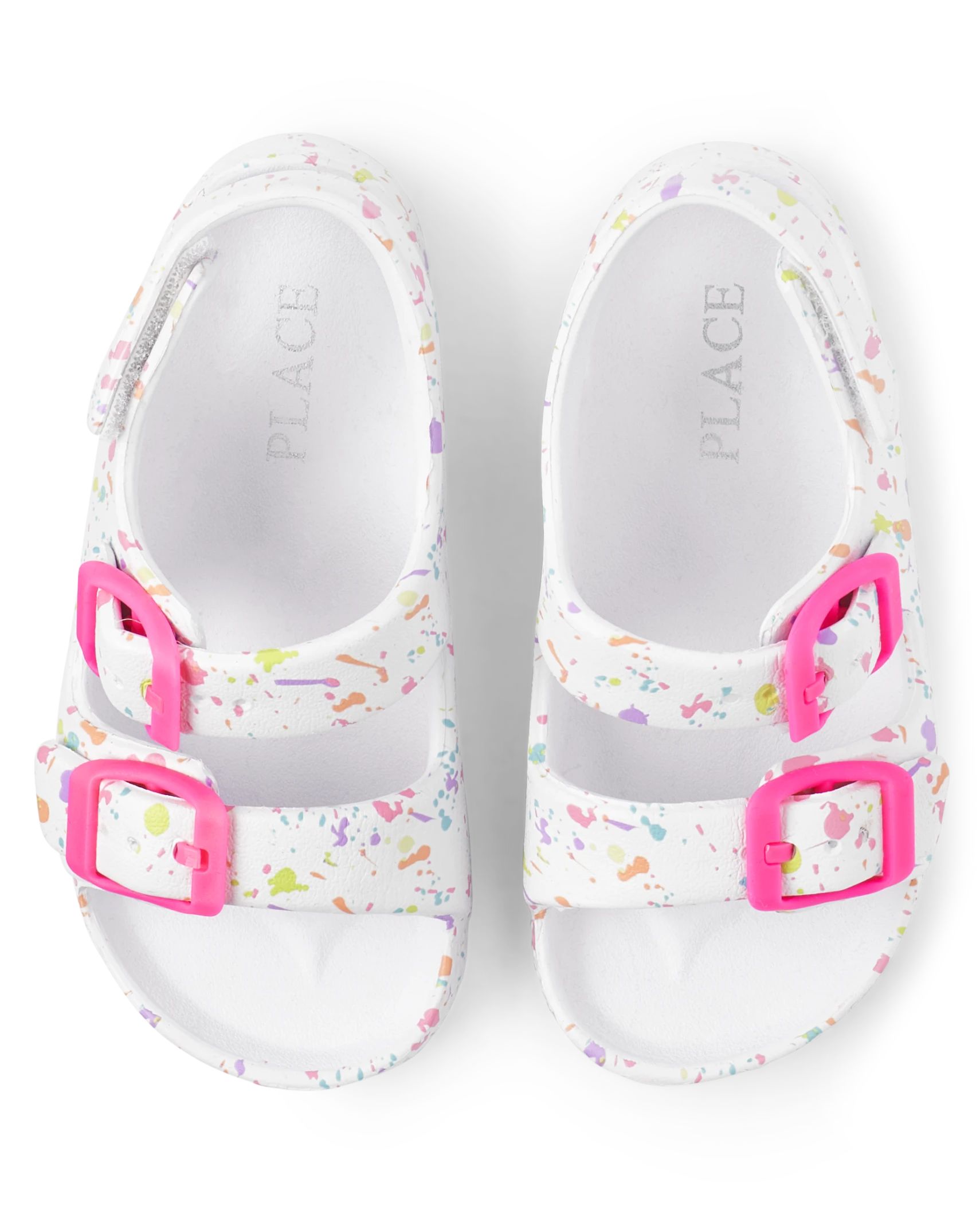 Toddler Girls Paint Splatter Buckle Slides - white | The Children's Place