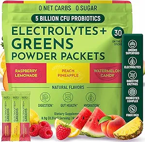 Keto Vitals Keto Electrolytes Plus Greens Superfood Powder Packets - 30 Servings Super Greens Pow... | Amazon (US)