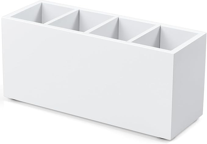Bivvclaz Pencil Pen Holder for Desk, Wooden Office Desk Organizers and Accessories with 4 Slots f... | Amazon (US)