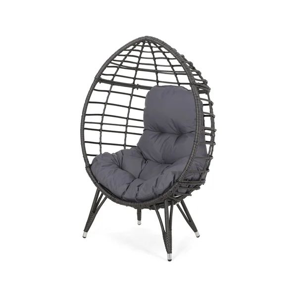Santino Outdoor Wicker Teardrop Chair with Cushion by Christopher Knight Home | Bed Bath & Beyond
