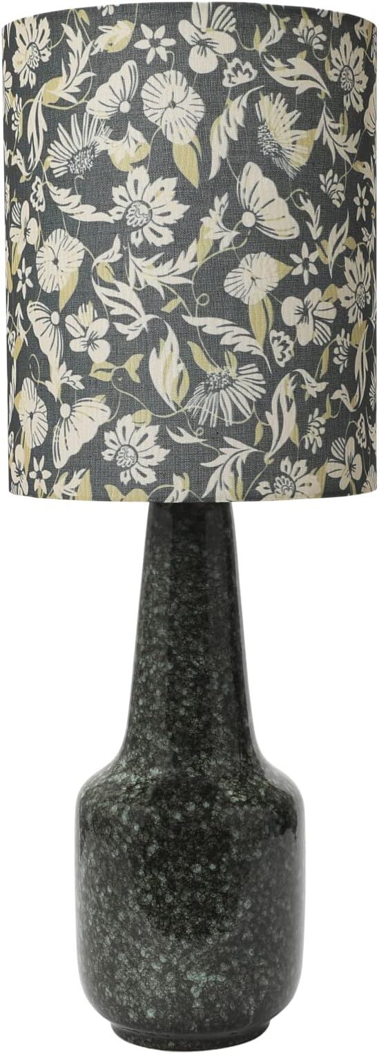 Creative Co-Op Creative Co-Op Stoneware Table Lamp with Floral Print Shade, Green Reactive Glaze | Amazon (US)