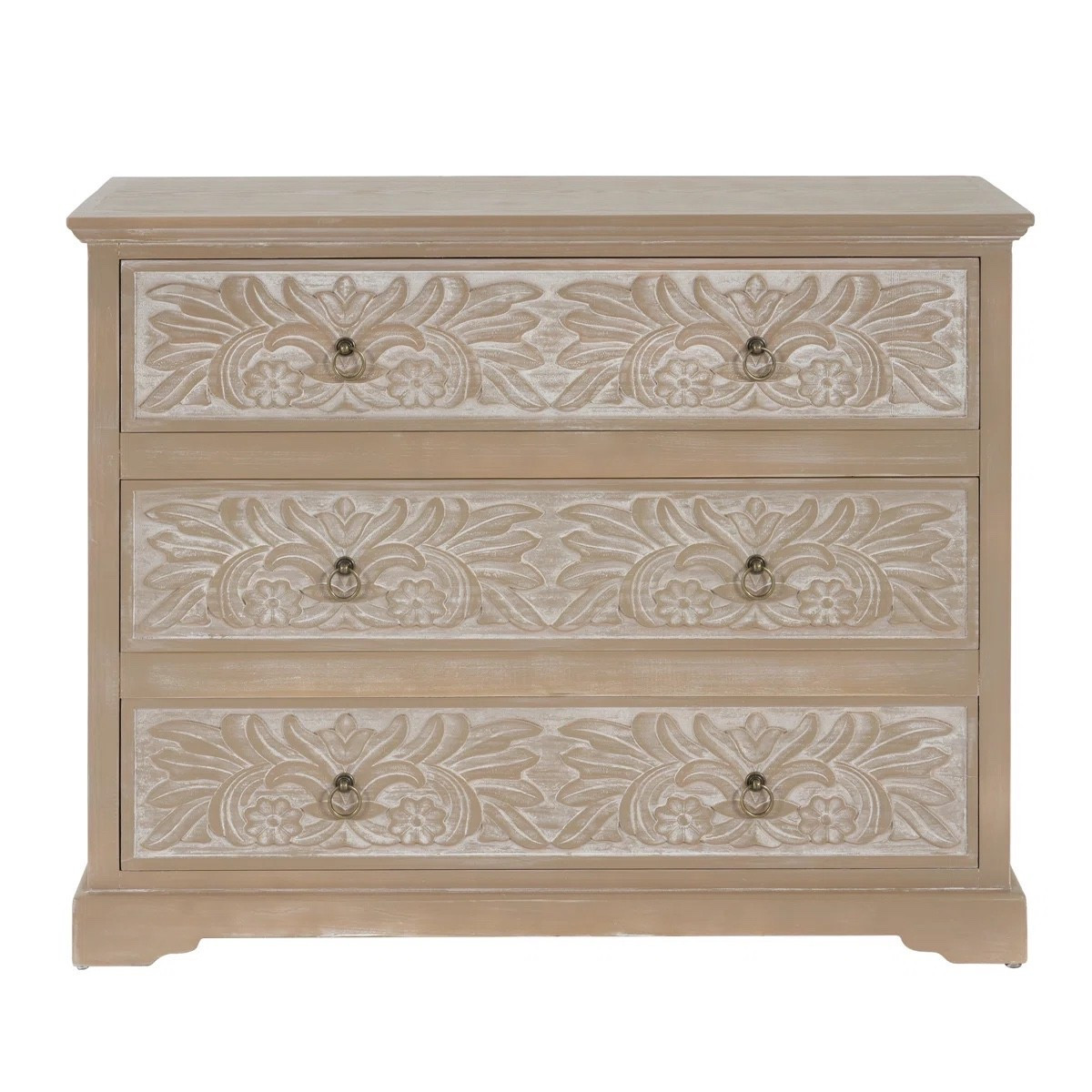 Loegan Wooden Dresser With 3 Drawers & Floral Carved Accents

#LTKmorningroutine #LTKMothersDay #LTKgrwm
