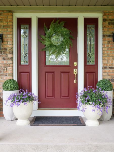 Front porch makeover is complete. These outdoor planters are the best. And I love this fern wreath  
#creator2024

#LTKFindsUnder100 #LTKSeasonal #LTKHome