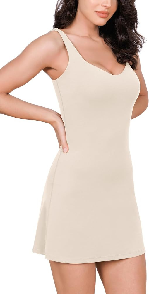 ODODOS Women's Cloud Feeling Tank Dress with Separate Shorts and Built in Bra U Back Mini Tennis ... | Amazon (US)