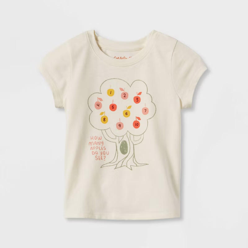 Toddler Girls' Apple Tree Short Sleeve Graphic T-Shirt - Cat & Jack™ Cream | Target